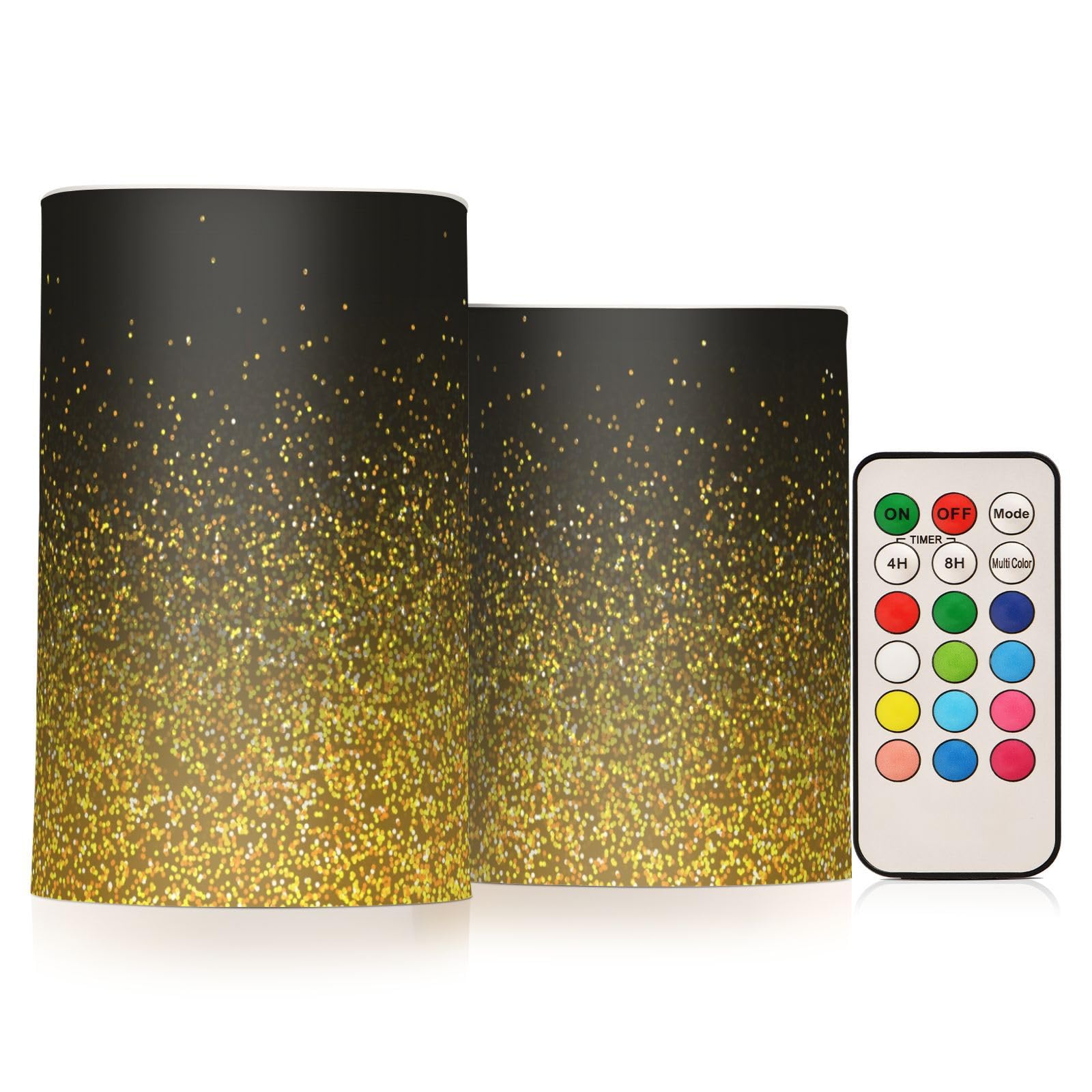 GuoChe Gold Black Flickering LED Pillar Candles for Your Holiday Tree, Courtyard, Home Decors LED Candle with Timer Remote