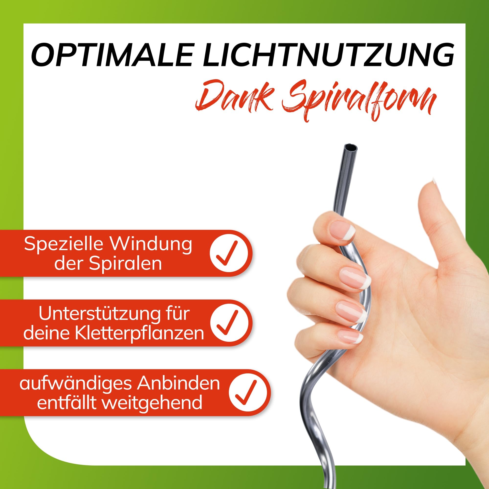 bellissa Tomatenspirale Rankhilfe Pflanzenstütze 10er-Set Aluminium 180 cm | Ø 10 mm für Tomaten, Gurken etc., stabile Pflanzstäbe für Garten, Hochbeet & Töpfe, wetterfest & wiederverwendbar