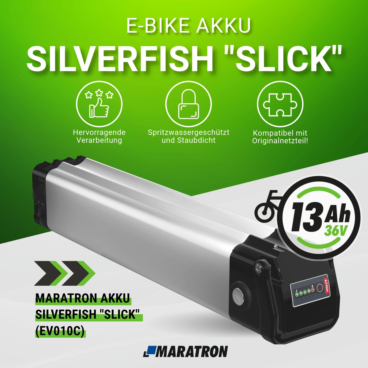 Maratron Ersatz-Akku 36V 13Ah (468Wh) für swemo SW200, Pegasus D3E, AGOGS lowstep, LEVIT chilo, u.a.