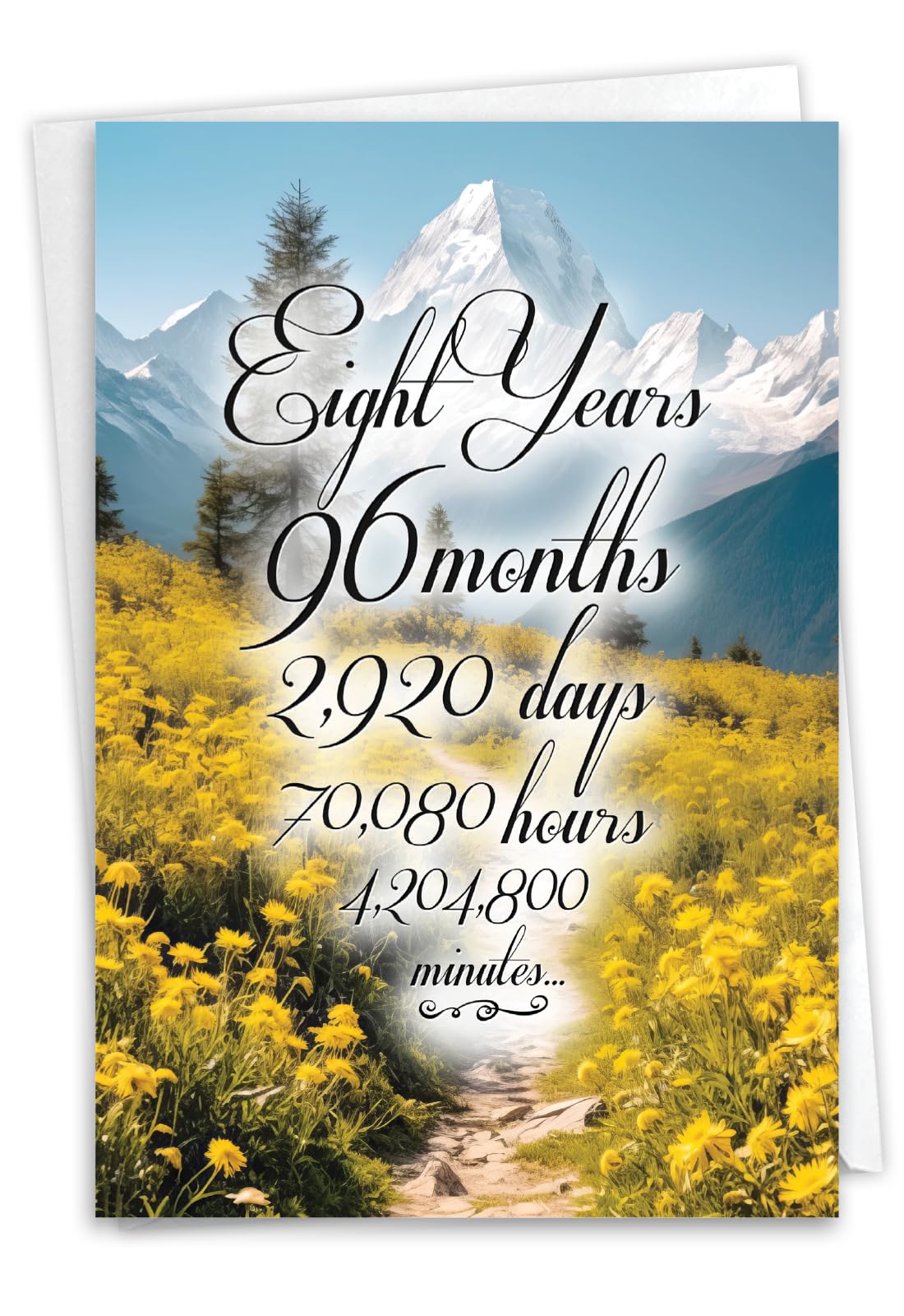 NobleWorks, 8th Anniversary Recovery Greeting Card with 5 x 7 Inch Envelope (1 Card) Milestone Sobriety Birthday Notecard, 8 Year Time Count C10817AAG — image 1