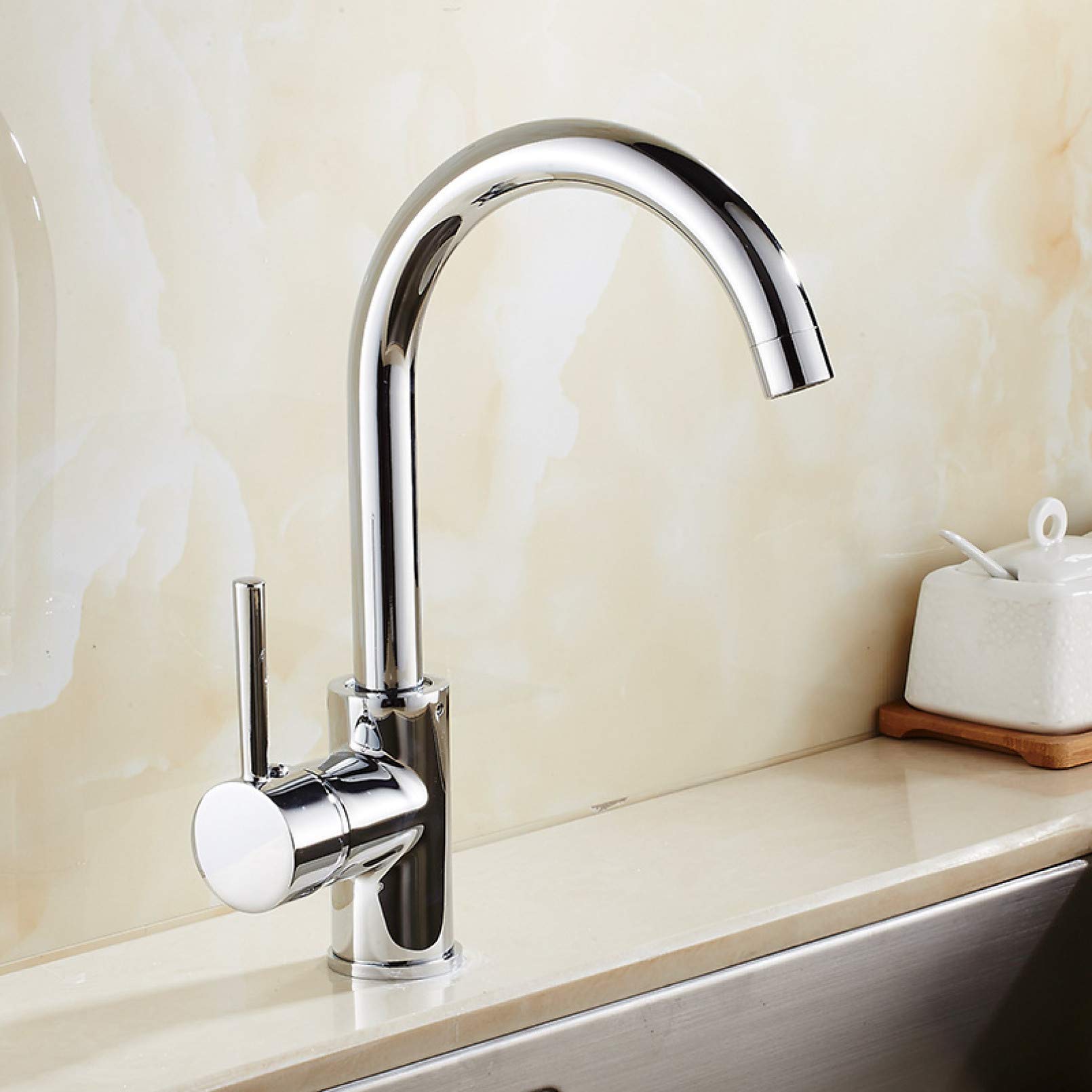 Wiquybml Chrome Modern Kitchen Sink Faucet With 360 Degree Rotation And Single Handle Hot Cold Water Mixer Deck Mount Torneira