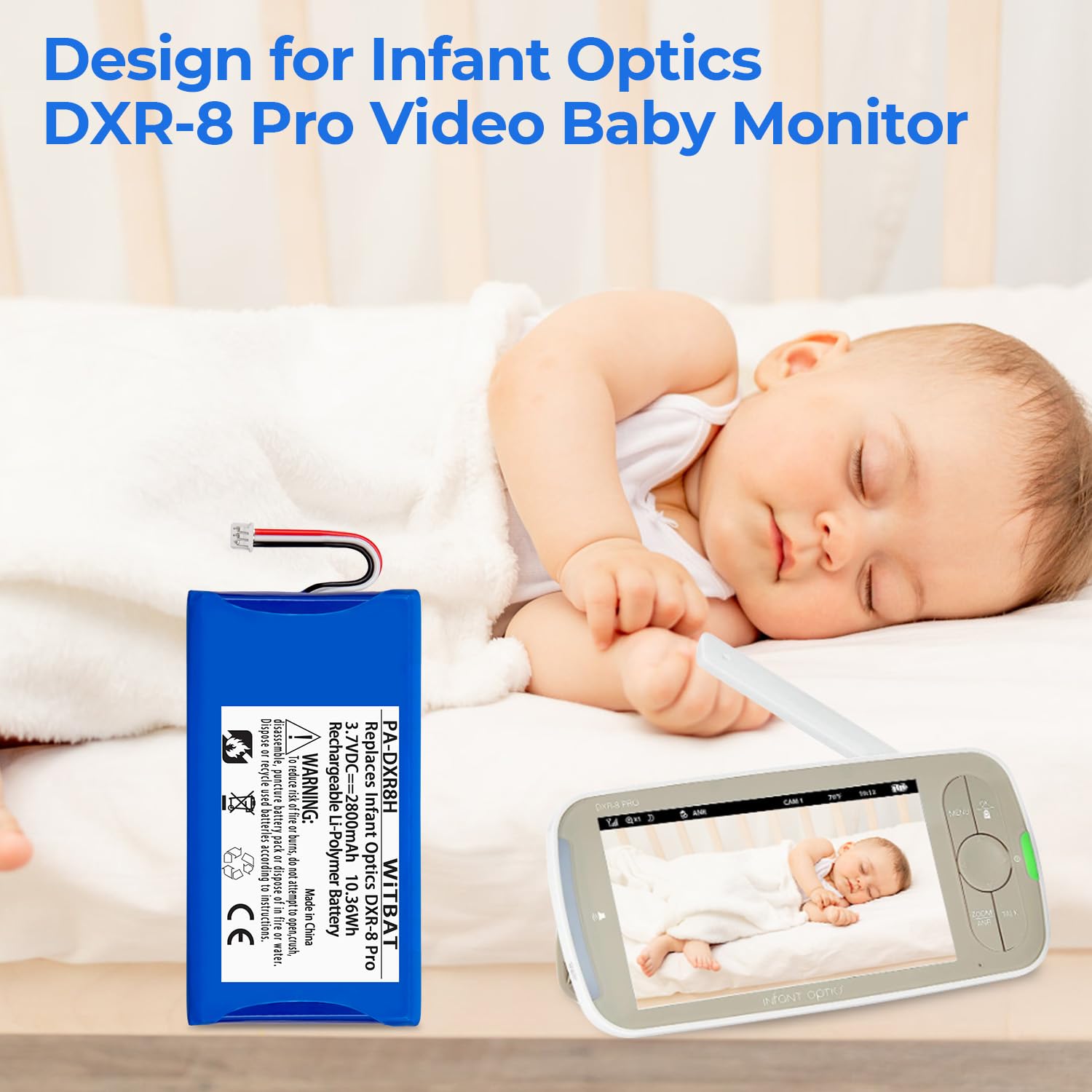 Vhbw Batteria Per Babyphone Infant Optics SP554478 - Li-Poly 2400mAh 3,7V Ricambio