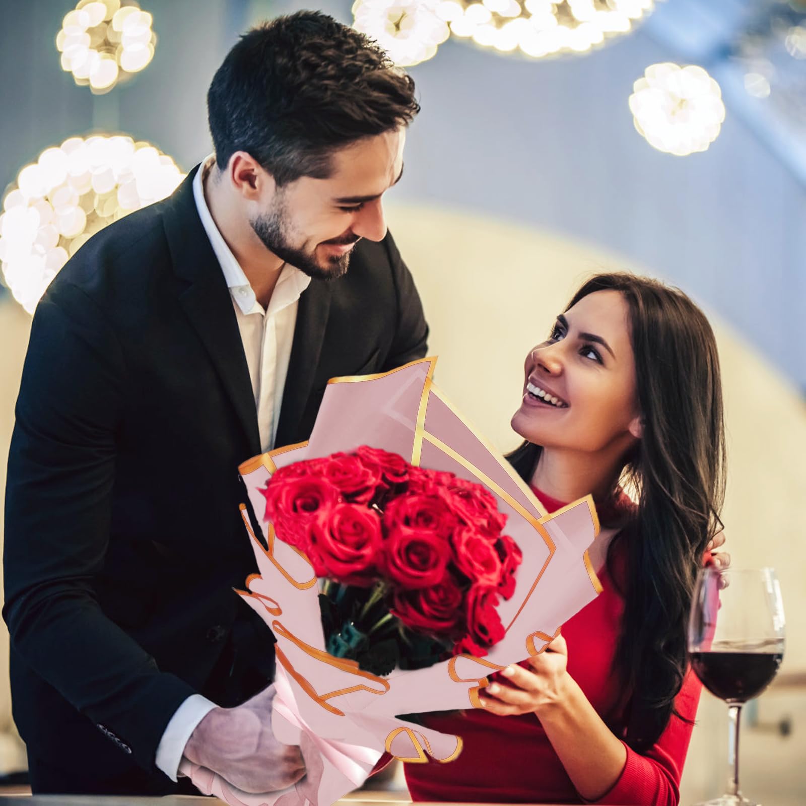 20 Piezas Papel de Regalo a Prueba de Agua, Papel Regalo, Papel de Regalo Para Ramo de Flores, para Flores, Bodas, Cumpleaños (Rosa)