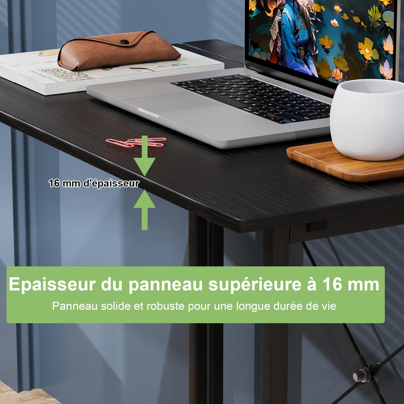 PIPIPOXER Table d'Ordinateur Pliante pour Bureau, Chambre, Lit, Canapé - Étude à Domicile - Noir 80x45x74cm