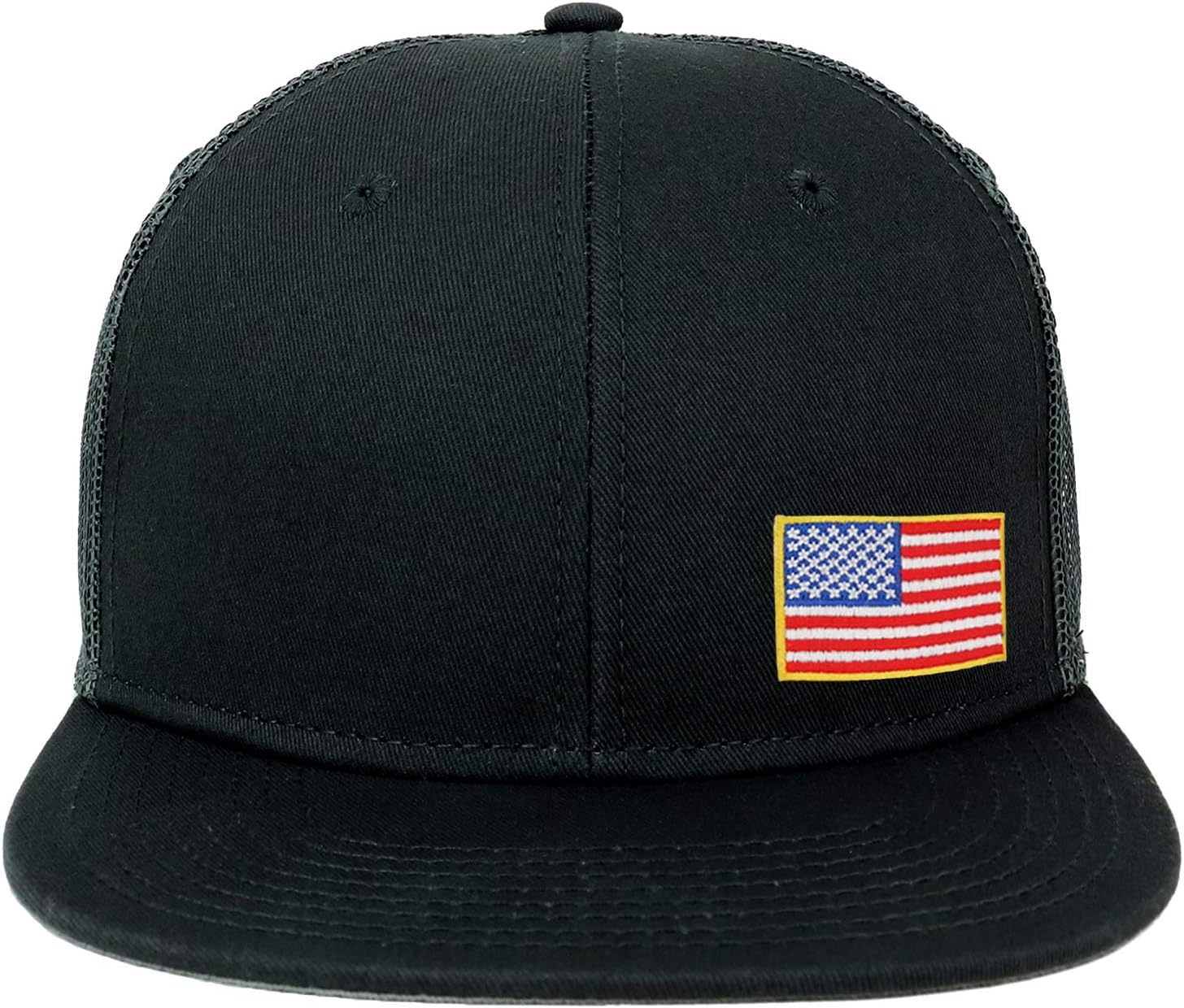 Armycrew Oversize XXL Small Side USA Flag Patch Flatbill Mesh Snapback Cap