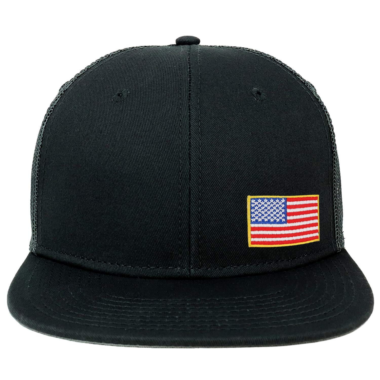ArmycrewOversize XXL Small Side USA Flag Patch Flatbill Mesh Snapback Cap