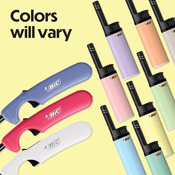 BIC Lighter Combination 2 Multi-Purpose Lighters with Long Metal Wand, Classic Collection, and 4 EZ Reach Pastel Candle Lighters, The Ultimate Lighter with Wand, Assorted Colors
