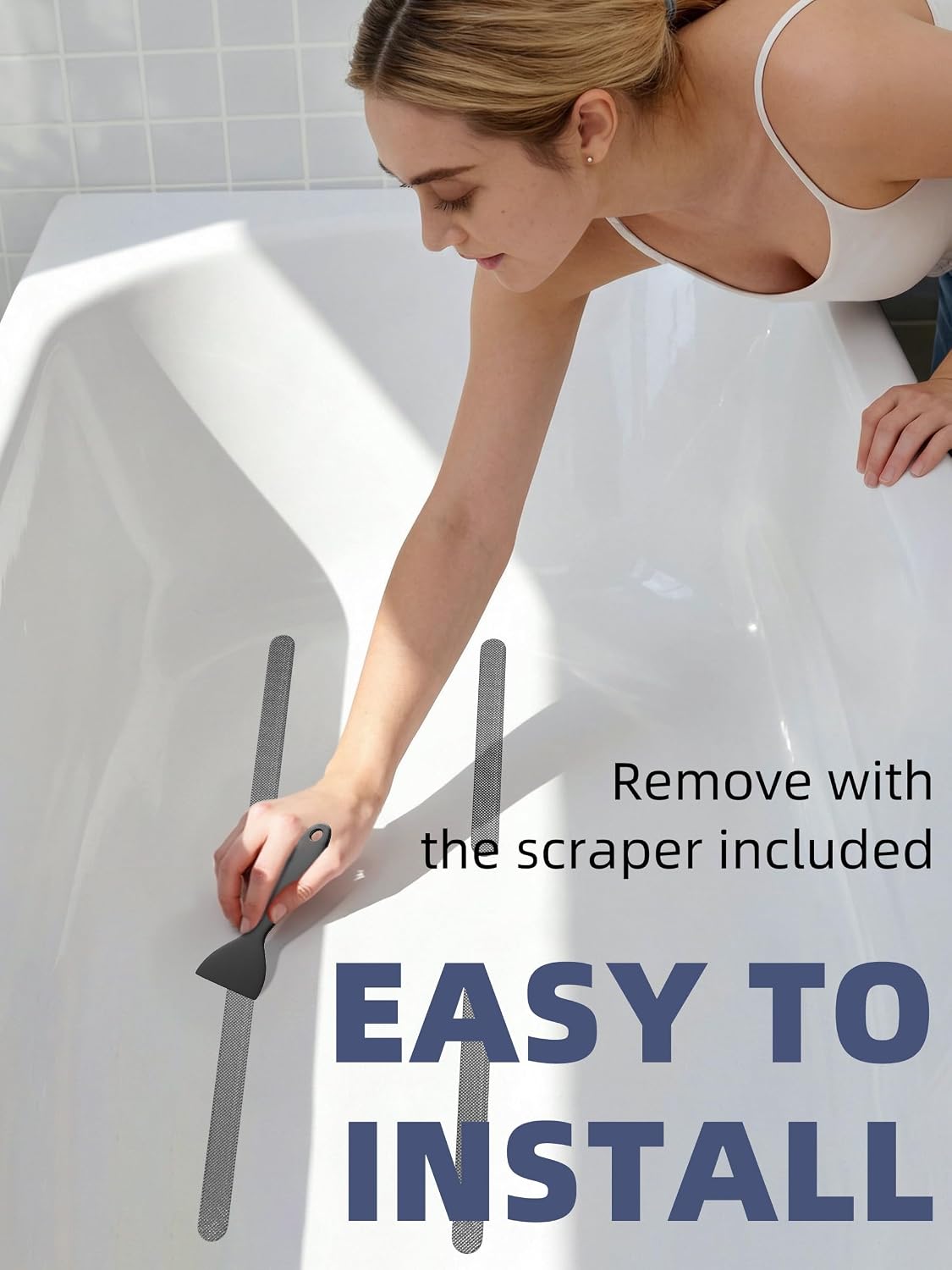 Secopad Strips Non Slip Bathtub Stickers with Scraper, 36PCS, Grey image 5