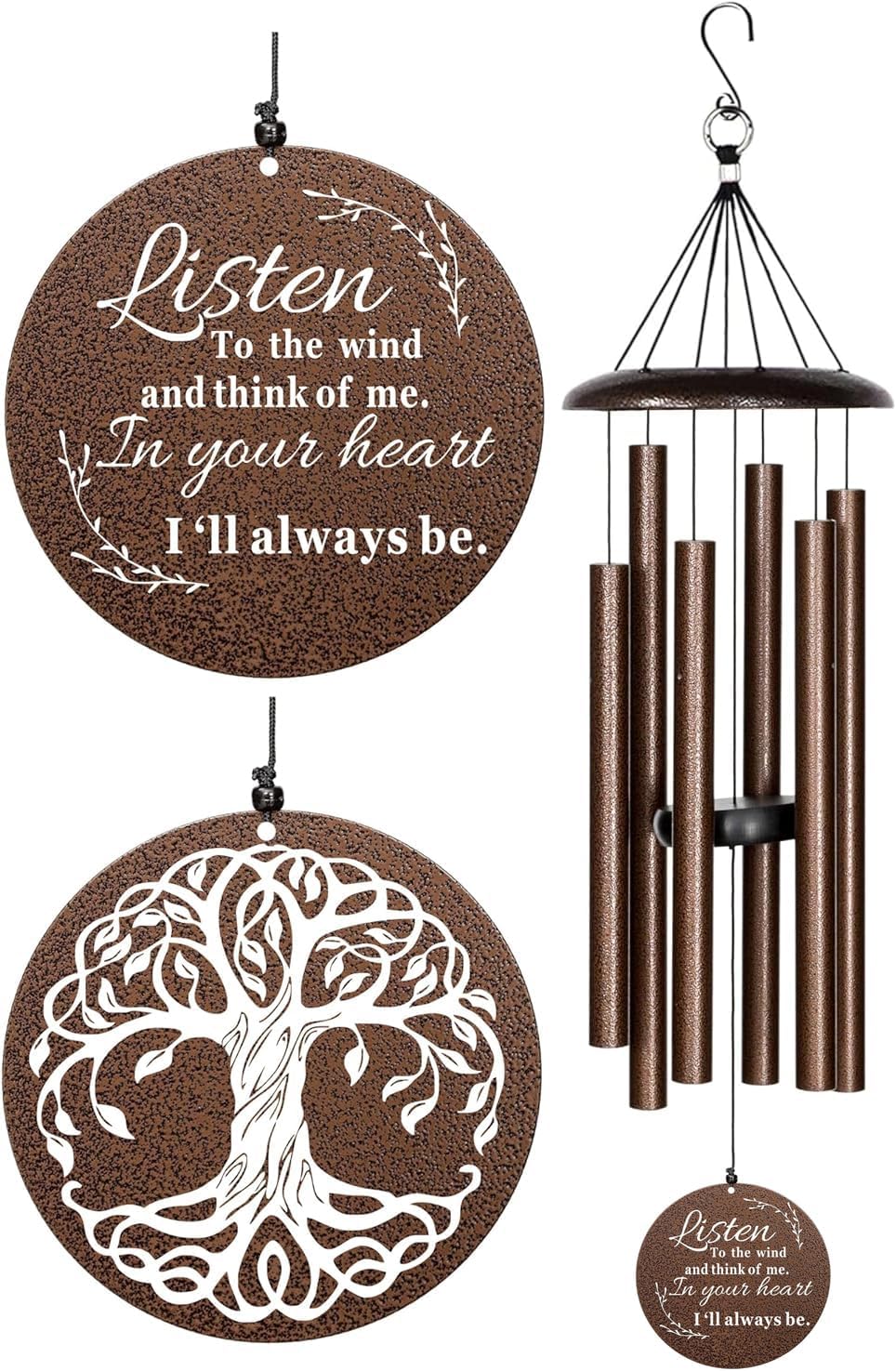 Sympathy Wind Chimes for Loss of Loved One, 40 Inch Memorial Wind Chimes for Loss of Loved Father/Mother/Lover, Commemorative Sympathy Bereavement Gifts for Condolences/Funeral (Copper)