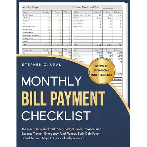 Monthly Bill Payment Checklist: The 4-Year Individual and Family Budget Guide, Payment and Expense Tracker, Emergency Fund Planner, Early Debt Payoff Scheduler, and Map to Financial Freedom!