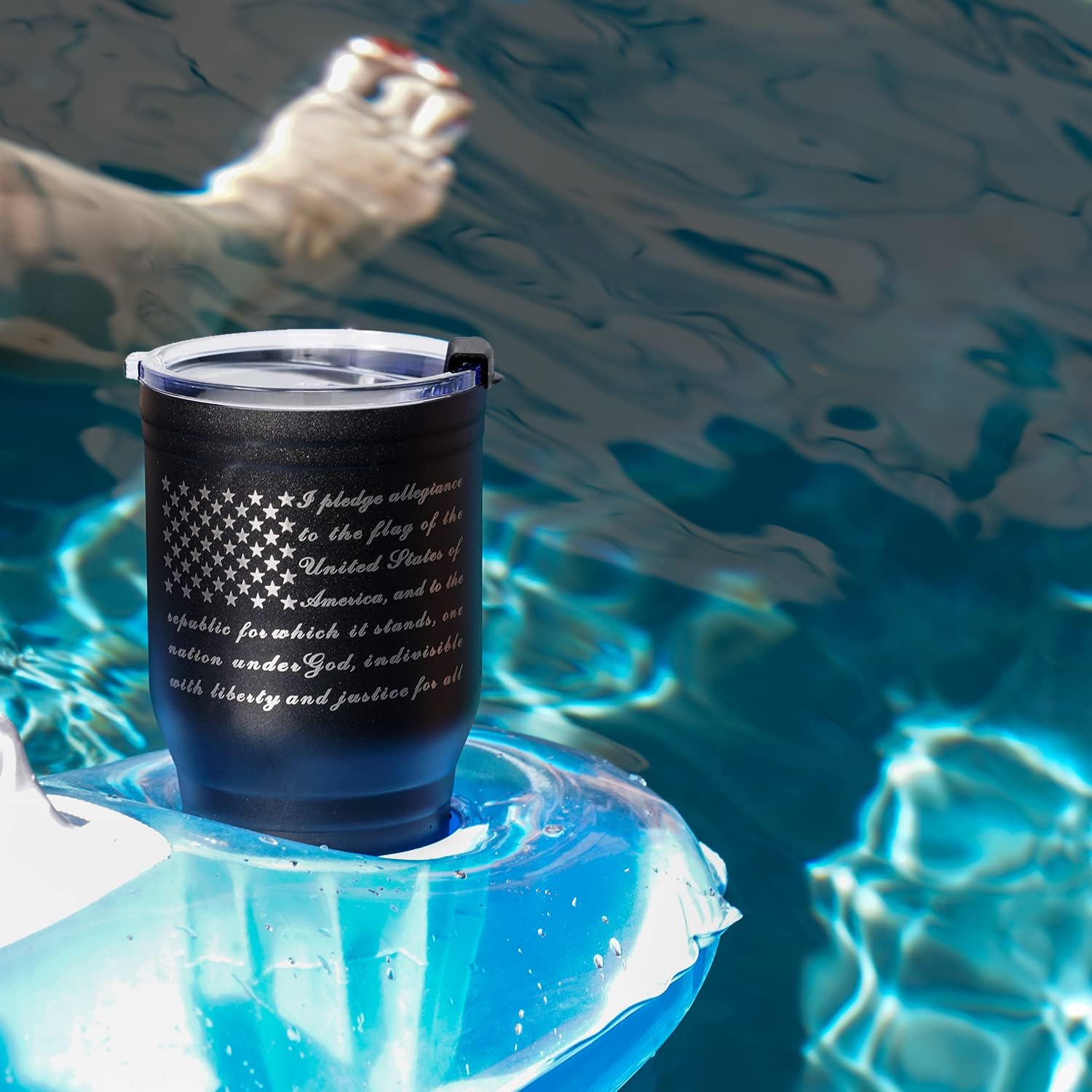 Military Gift Shop Pledge of Allegiance 30 oz Coffee Travel Mug | Double Wall Vacuum Insulated American Flag Coffee Tumbler | Stainless Steel - Pledge 30oz Tumbler - Image 8