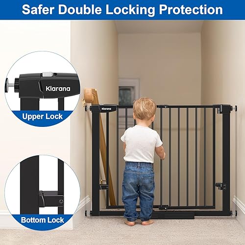 Miniatura 3 de Puerta de bebé de 29 a 40 pulgadas para puertas y cochecitos, puerta de perro de cierre automático para interiores para escaleras, puerta de bebé