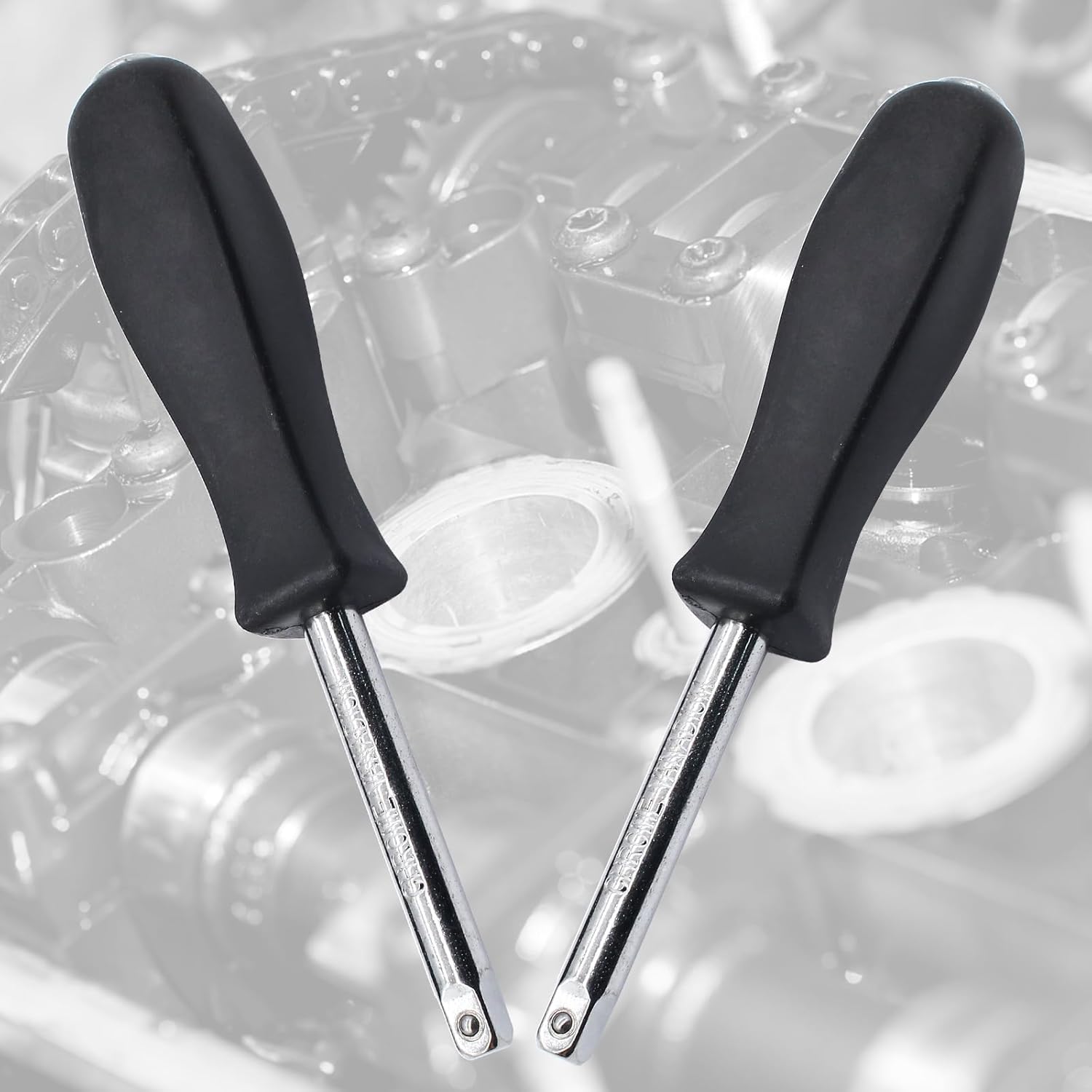 Uenhoy 2 Pcs 1/4" Drive Spinner Handle Standard Socket Driver Handle for Car Repair, 5.9" in Length