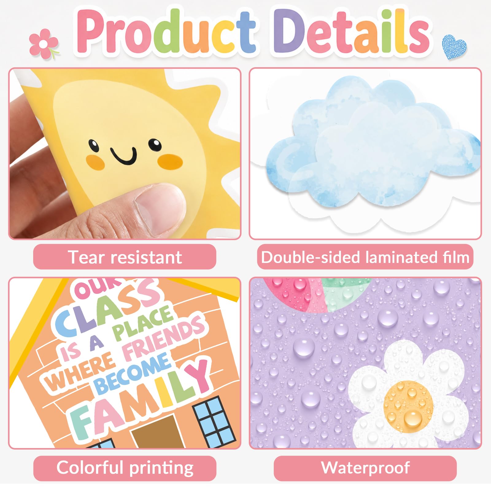 Tablero de anuncios motivacional para decoración de aula, composición Nuestra clase es una familia, tablón de anuncios de afirmación positiva, decoración de aula, recortes inspiradores para volver a
