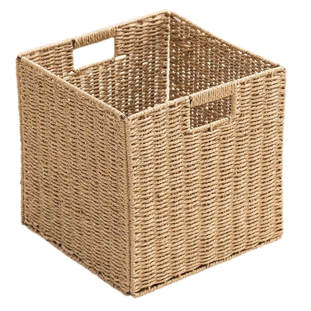IJSDNVJNDX Foldable Storage Baskets with Handles Rope Storage Baskets Foldable Hand Woven Storage Cubes Bins for RV Bedroom 13"- for Home& Garden