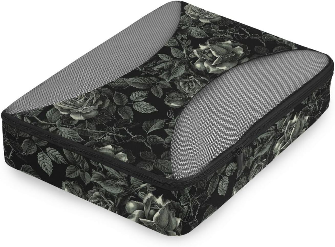 Black Rose Digitally Engraved 4 Pcs set bag organizer insert Mesh Travel Essentials expandable packing cubes for suitcases
