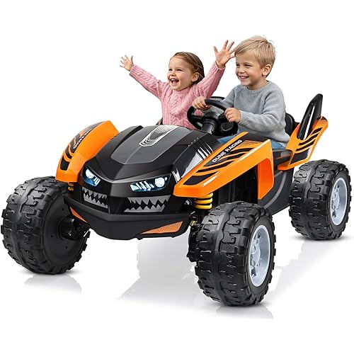 ANPABO 24V Ride on Toys for Big Kids, 4x200W, Max 5.1MPH, EVA Tires, 21" Spacious 2 Seater, 4-Wheeler Suspension, Remote Control, Bluetooth, Ride on Cars for Kids Aged 3-12 (Orange)