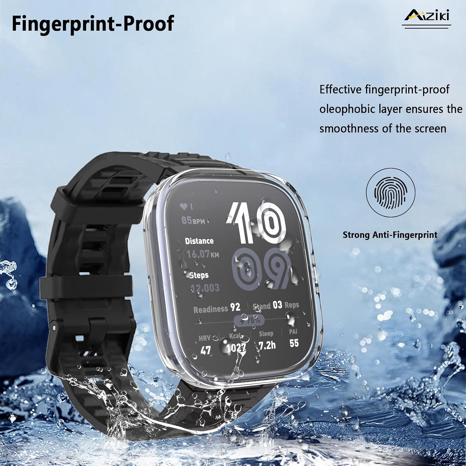 2 Pack for Amazfit Bip 6 Screen Protector Case, Screen Protector Hard PC Cover, Anti-scratch, Easy to Install, Compatible with Amazfit Bip 6 Screen Protector (Clear+Black)