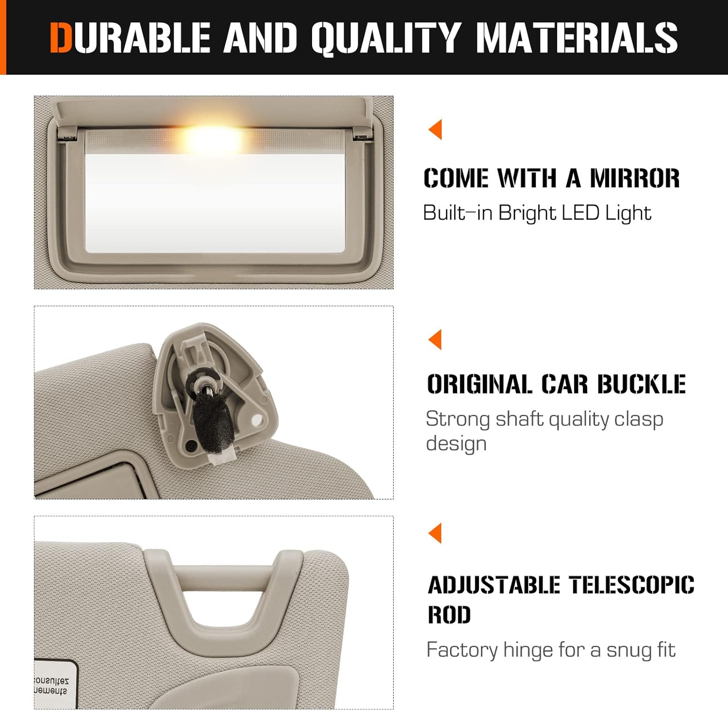 Sun Visor with Vanity Light for 2013-2018 Nissan Altima Without Sunroof, Right Passenger Side Beige Sunvisor Replacement 96400-3TA2A