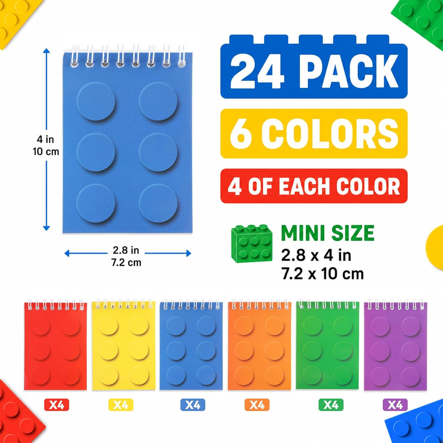 24 Pack Building Block Mini Notebooks Brick Themed Notebooks Classroom Reward Notepads Bulk Brick Inspired Party Favors Puzzle Block Themed School Decor For Girls Boys Teacher Classroom Party Supplies image 2