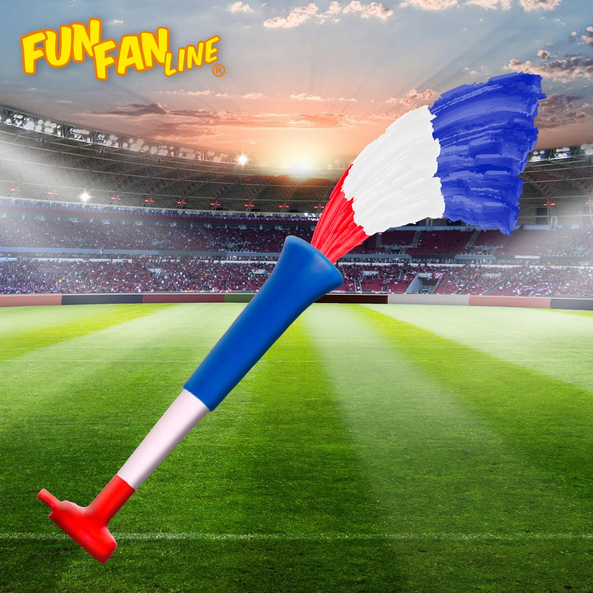 Pack x3 trompettes en Plastique Vuvuzela. Accessoire pour Le Football et Les célébrations Sportives. Avertisseur sonore pour l'animation.