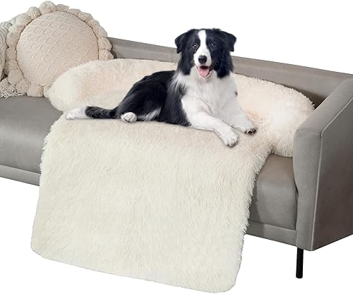 WELLYELO Cama grande calmante para perro, sofá cama para perros y gatos grandes, tapete protector de muebles con funda lavable (41 x 37 x 6