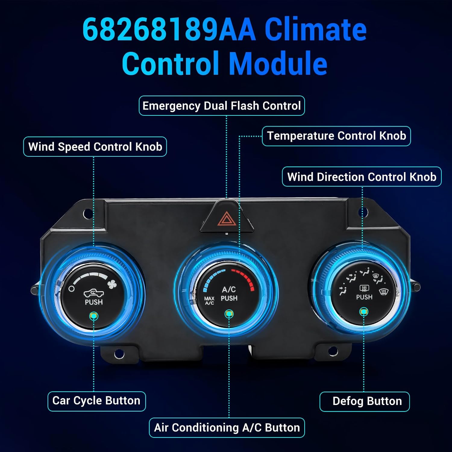 AC Heater Climate Control Module 68268189AA, Climate Control Unit Fit for 2013-2018 Dodge RAM 1500 2500 3500 with Heat Defrost, Replace# 68105021AC 68105021AF 68226600AA 68236775AB