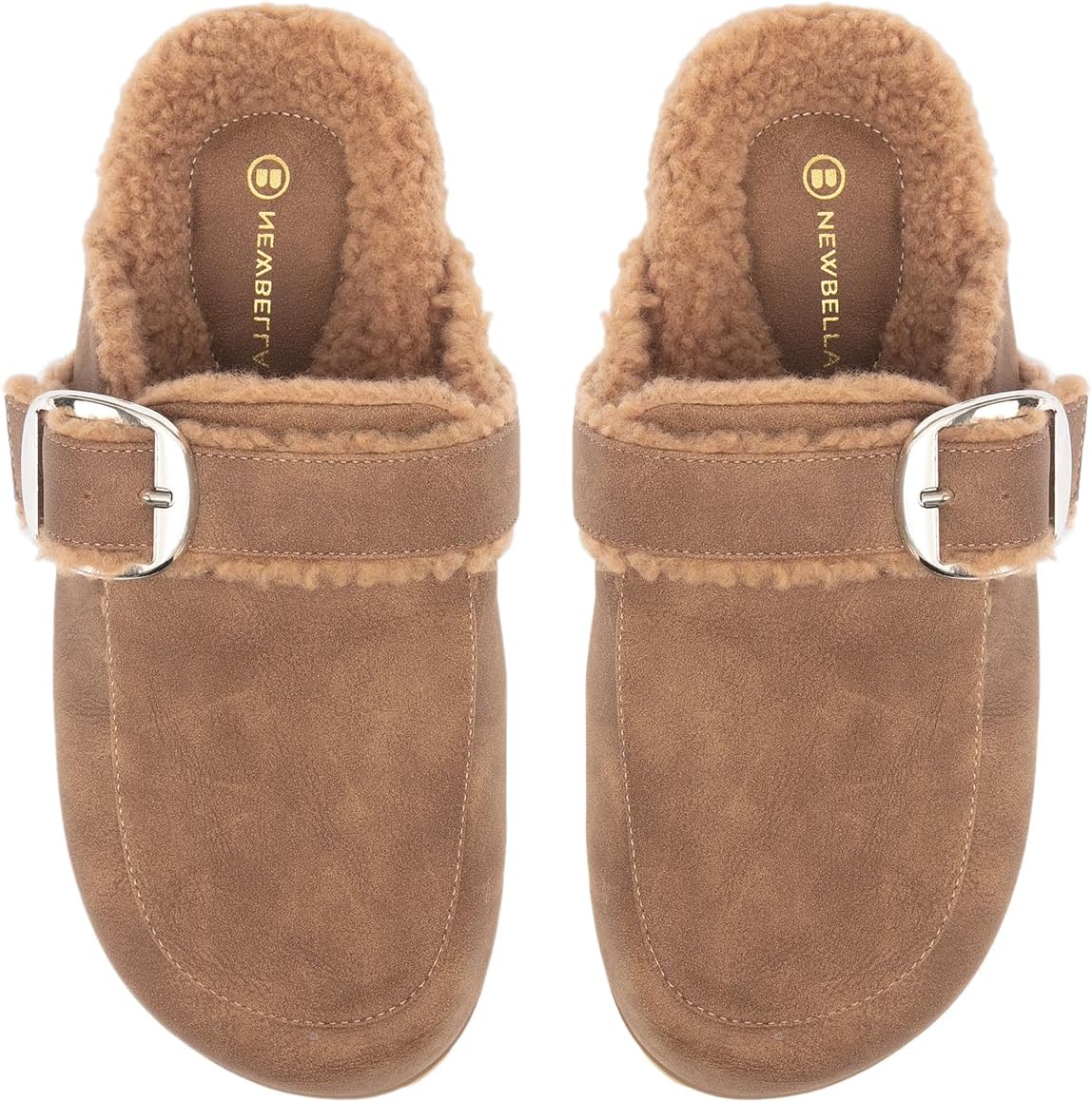 NEWBELLA Women's Fur Lined Clogs - Thick Sole Slip On Flat Shoes, Warm Fall & Winter House Shoes for Indoor & Outdoor Wear - Image 7