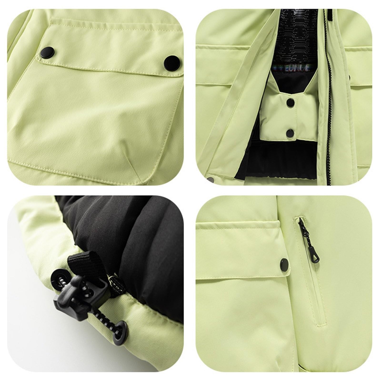 Generisch Traje de esquí para niños, traje de nieve monocolor, chaqueta de plumón con capucha + pantalones de esquí, juego de ropa de invierno de 2 piezas, traje de invierno grueso, resistente al