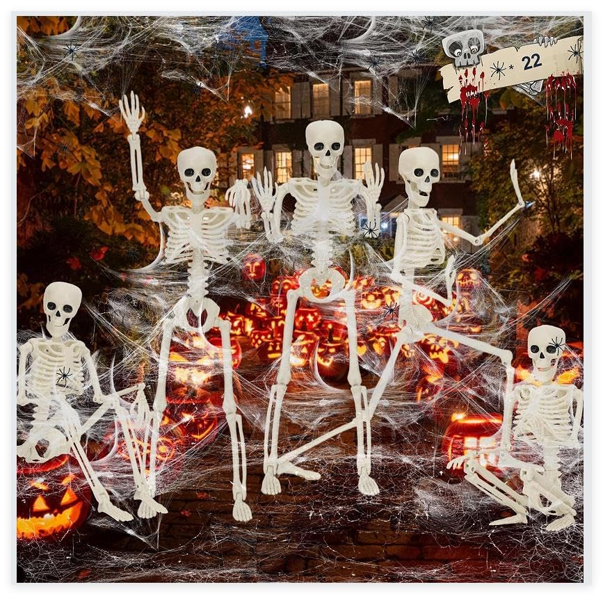 Halloween Deko Skelett 5 Stück, 40cm Hängende Skelett Scary Deko...