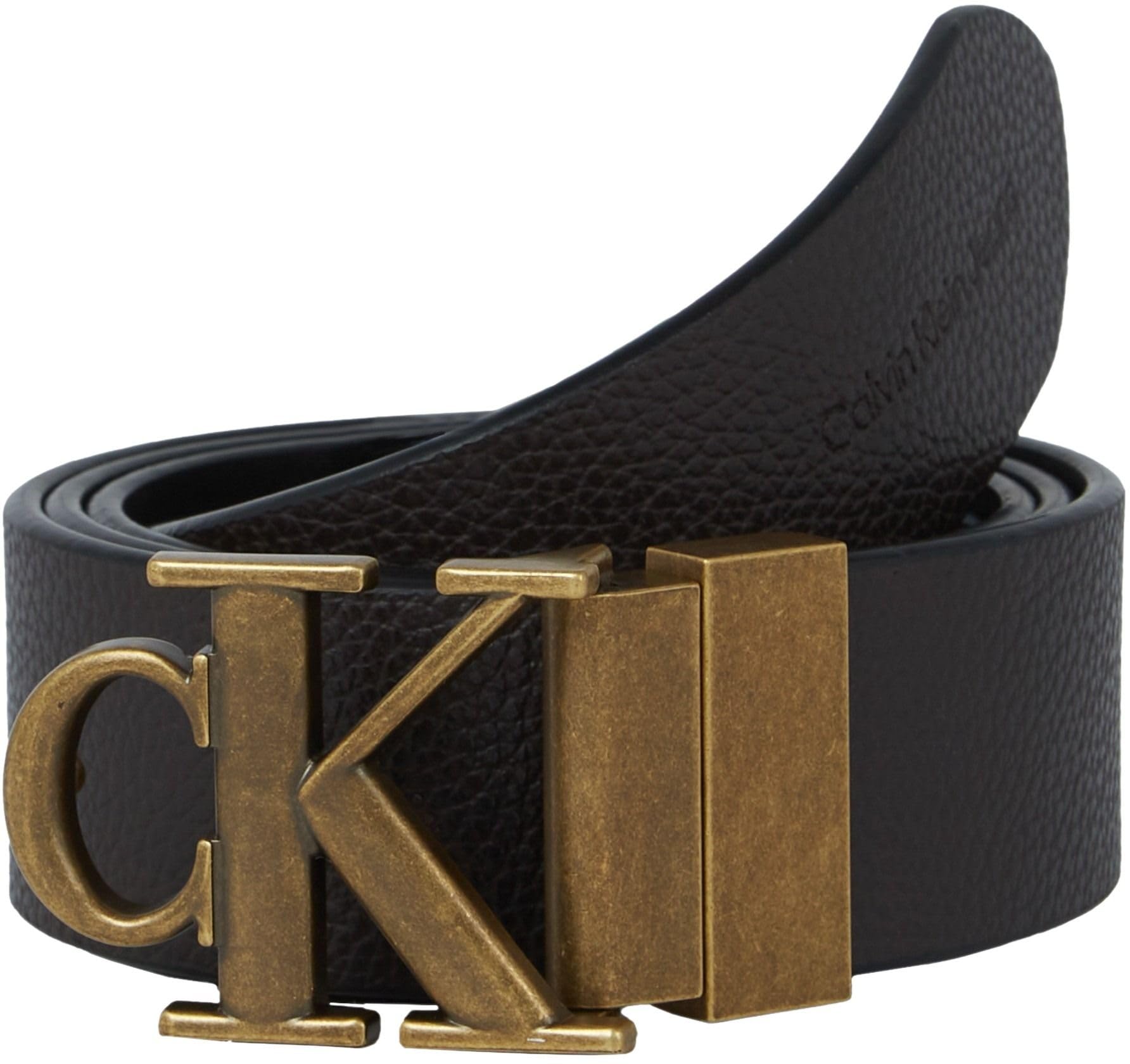 Calvin Klein Men's Black (Black/Bitter Brown) Jeans Mono Reversible Belt Gift Set, Brown (Black/, 85