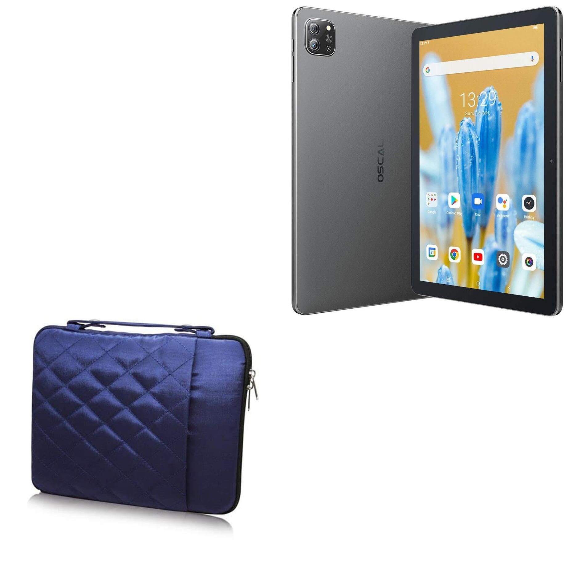 BoxWave Case Compatible with Blackview Oscal Pad 70 - Quilted Carrying Bag, Soft Synthetic Leather Cover w/Diamond Design - Navy