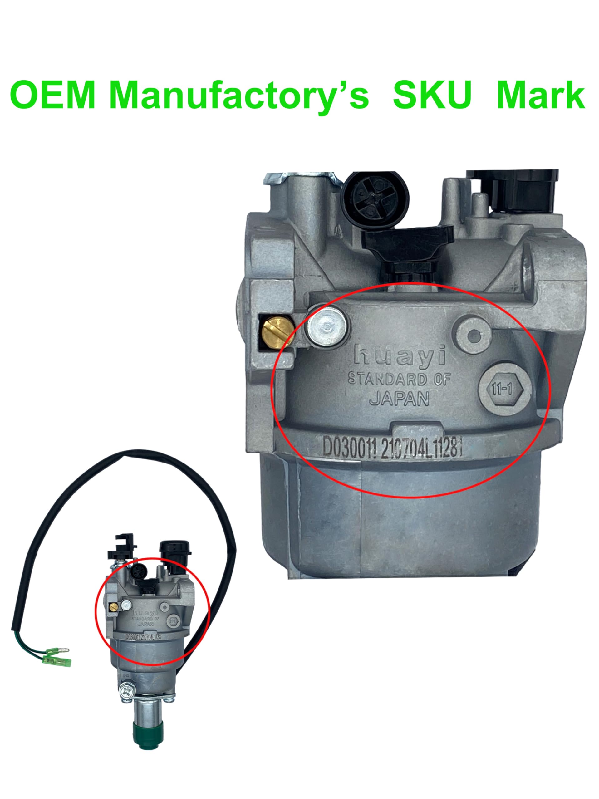 YAMAKATO P27-1 139 - Kit de carburador generador de estrangulador automático de gasolina OEM para Honda EB EM 5000 6500 Champion 41532 Powerhorse Gentron Duromax Westinghouse Generac Predator 8500