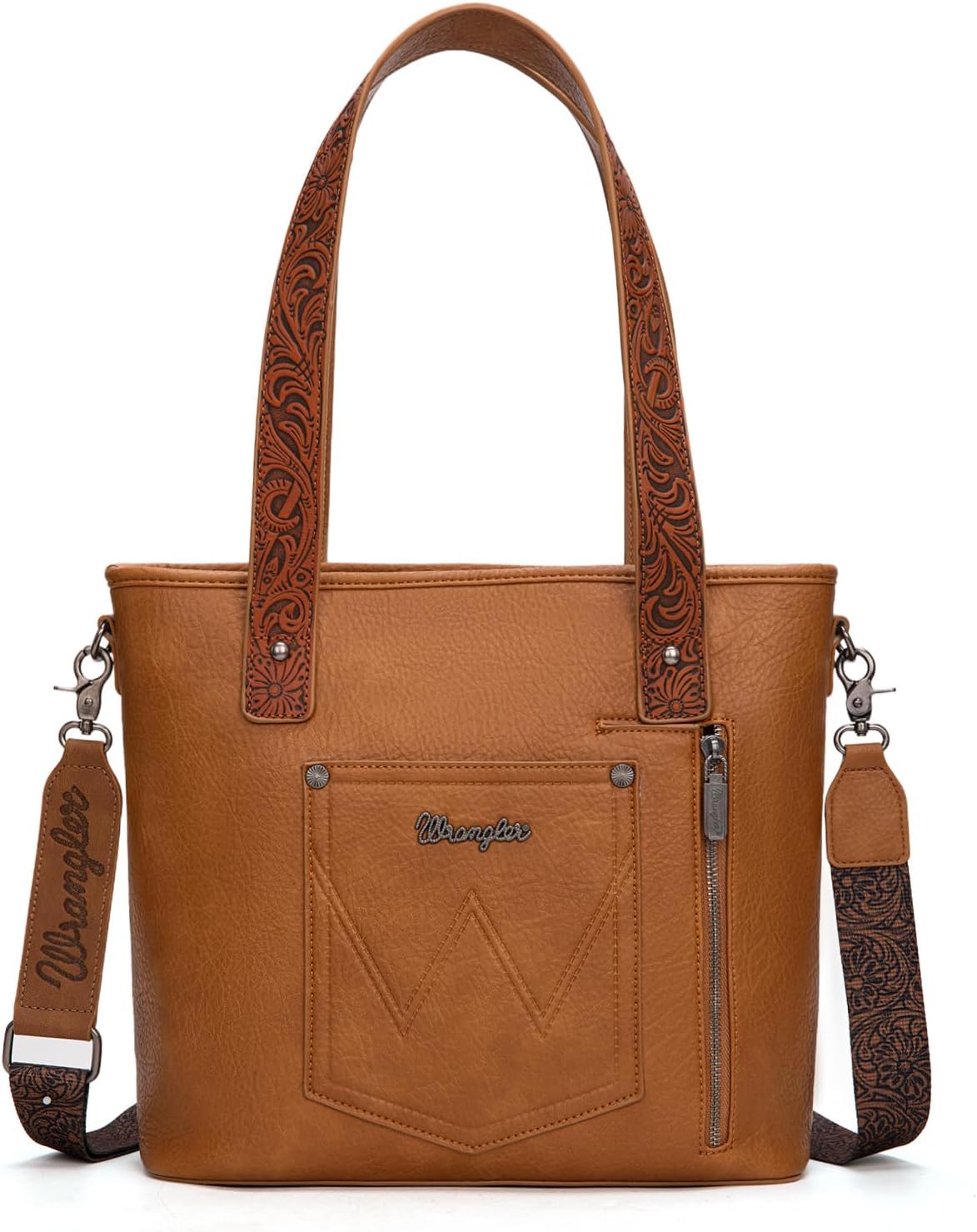 Montana West Wrangler Cowhide Tote Bag for Women Western Tooling Handbag Leather Fringing with Turquoise Stone Concho