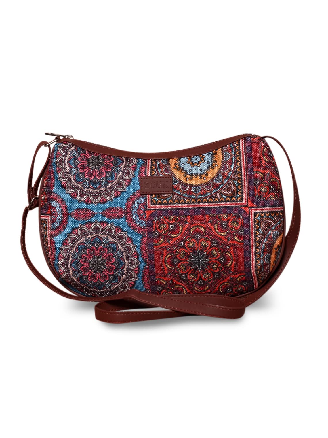 zouk 100% PeTA Approved Vegan Leather Multicolor Mandala Print Shoulder Bag for Women-picture-20