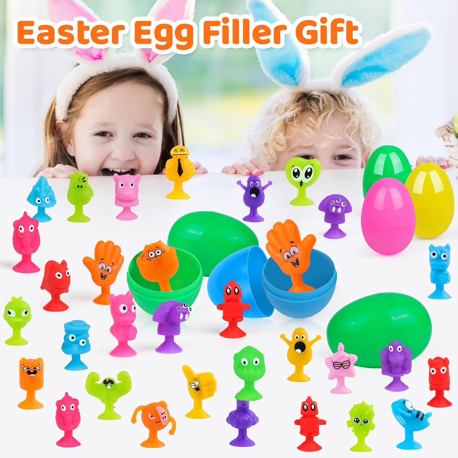 100PCS Suction Cup Toy Set, Multiple Styles Randomly Sent, Surprise Matching, Rich Styles, Bright Colors, Bath Toys, Stress Relieving Sensory Toys Kids Adults Boys Girls, Baby Birthday Easter Stuffer