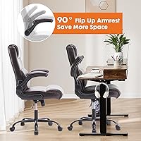 Vista 4 de Sweetcrispy Silla de oficina ejecutiva ergonómica marrón silla de escritorio con ruedas de altura ajustable para computadora con soporte lumbar