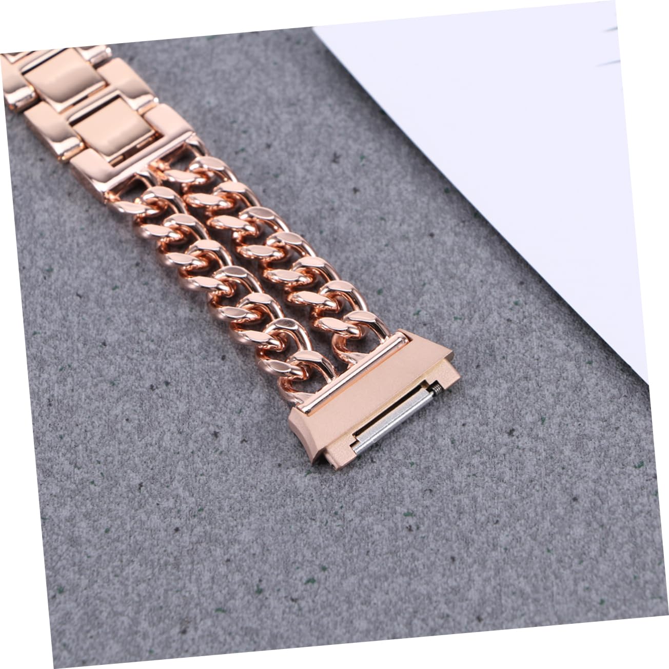 Mikikit Bands Strap Double Row Chain Watchband Steel Belt Solid