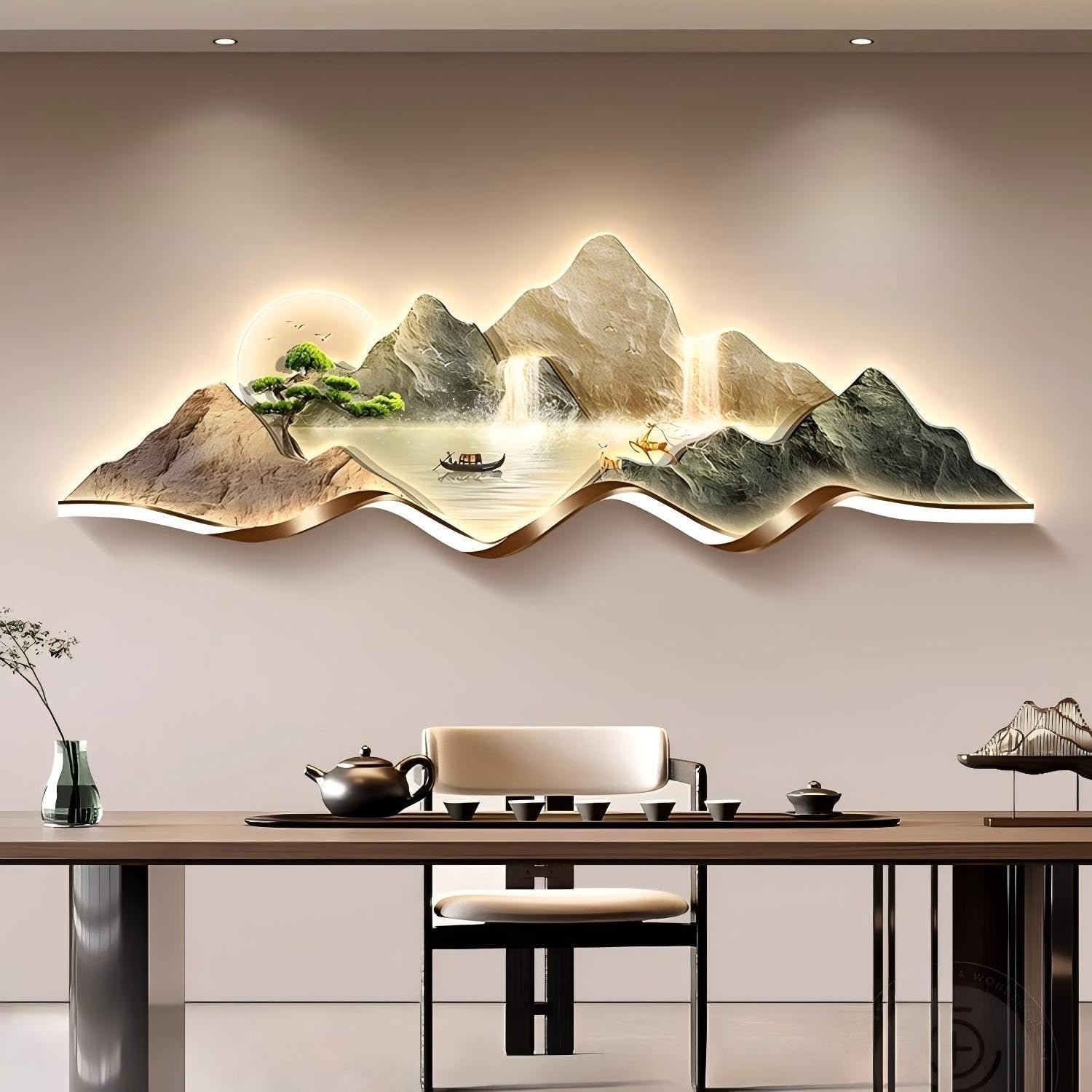 Ljykbfl A 3D Led Wall Rt Sculpture, Modern Landscape Screen For Home Decor In Living Room, Study, Bedroom