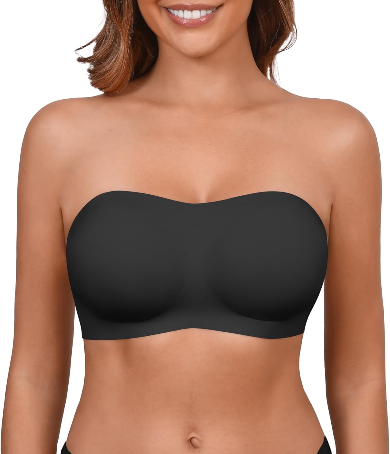 DEANGELMON Strapless Bras for Women Seamless Padded Bandeau Bra Non-Slip Silicone Tube Top Wireless Push Up Bralettes
