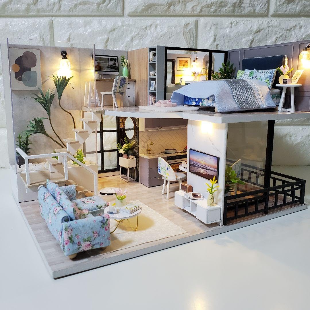 完成品 ミニチュアドールハウス (アクリルケース.オルゴール付き)