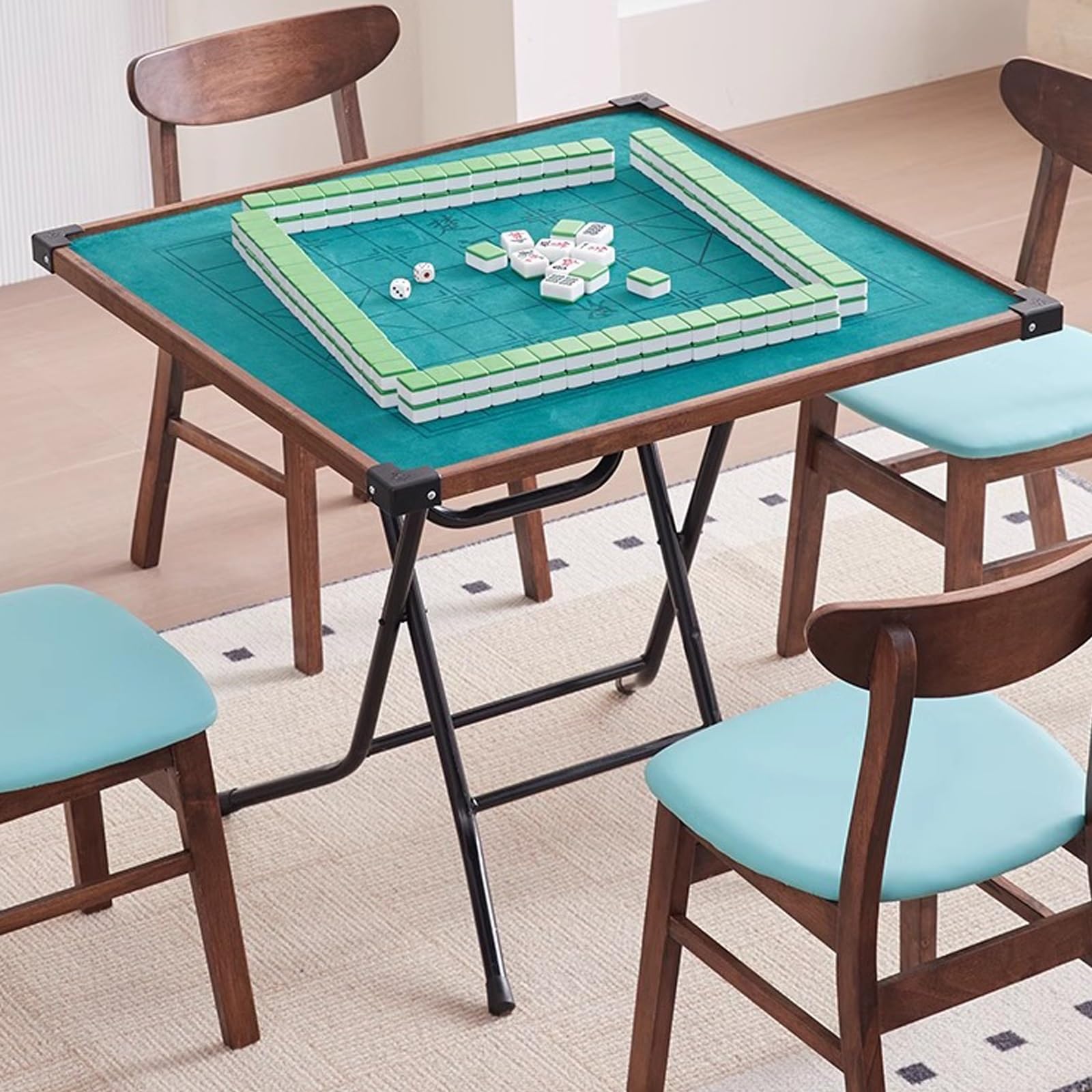 Składany stół mahjong - solidny stół karciany do mahjonga i gier planszowych - bardzo mocna konstrukcja nośna, odporna na zużycie, wysokość 75 cm