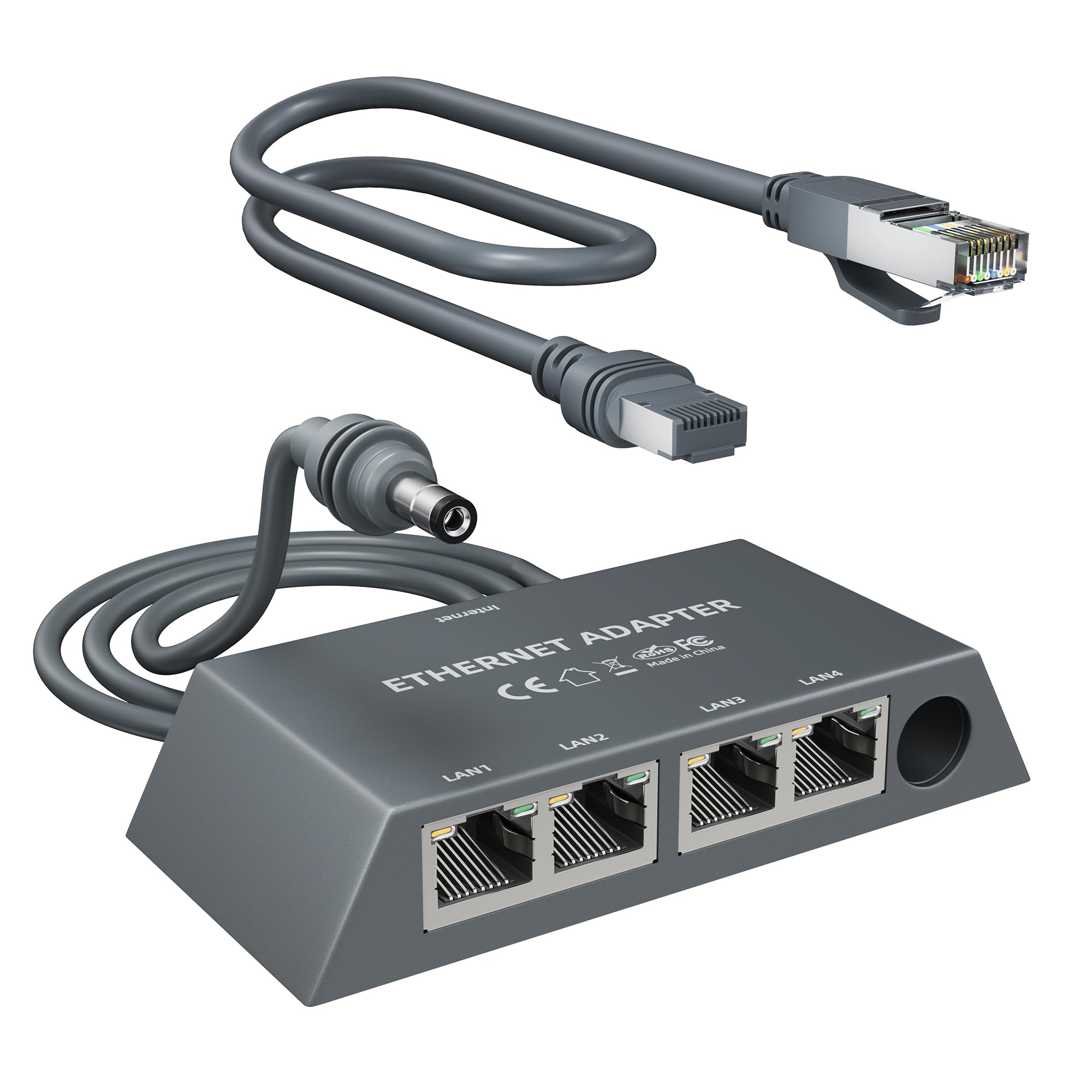 Joinfworld Adaptador Ethernet de 4 puertos para Starlink Gen 3 y Mini con cable Ethernet de 1.6 pies, adaptador de red con cable de 1 Gbps con 4 puertos RJ45 para conexión por cable, Internet estable