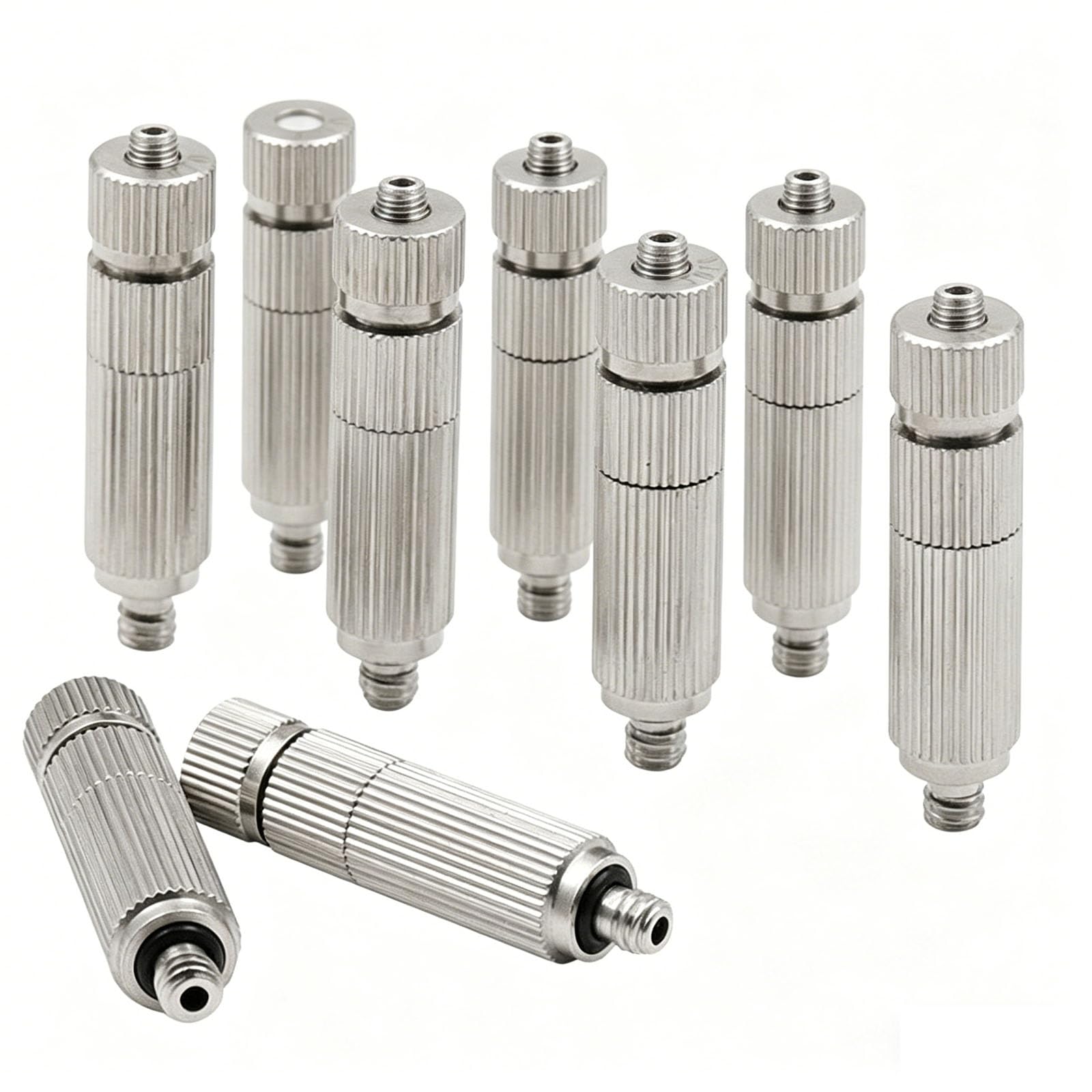 EZLUIYLDH Misters Nozzles, 50PCS Brass Misting NozzleThreaded Fogging Spray Head Spray Misting Nozzle for Outdoor Cooling System 5 Sections Orifice Dia 0.5mm