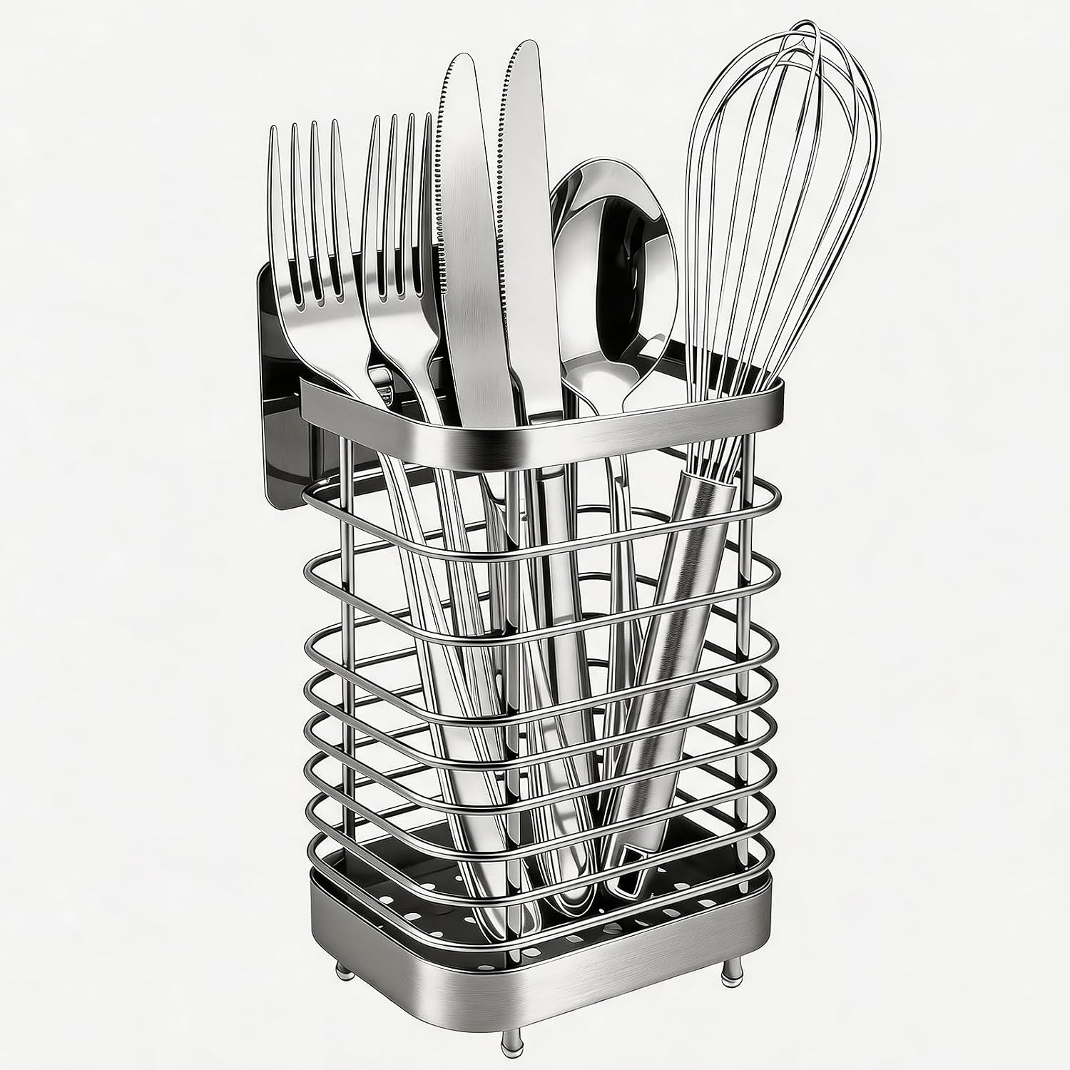 Stainless Steel Wall Mounted Utensil Holder for Kitchen Sink Drying Rack