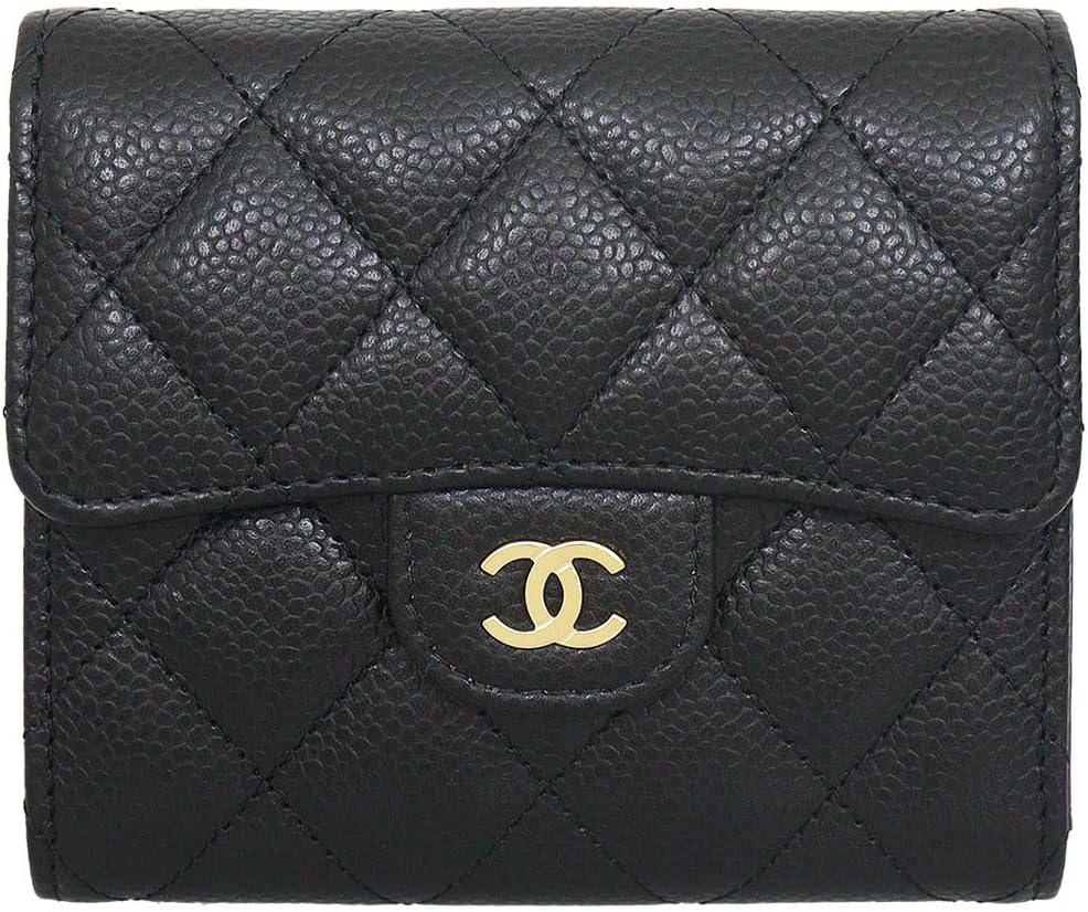 最終値下げ【美品】CHANEL 二つ折り財布 ブラック キャビアスキン 黒 Used 通常品】シャネル CHANEL 二つ折り財布 キャビアスキン CC