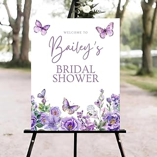 Personalized Butterfly Bridal Shower Sign - Custom Welcome Sign for Rehearsal Dinner Party Decor - Lifetime of Butterflies Theme - Elegant Bridal Shower Decoration for Wedding Event Entrance