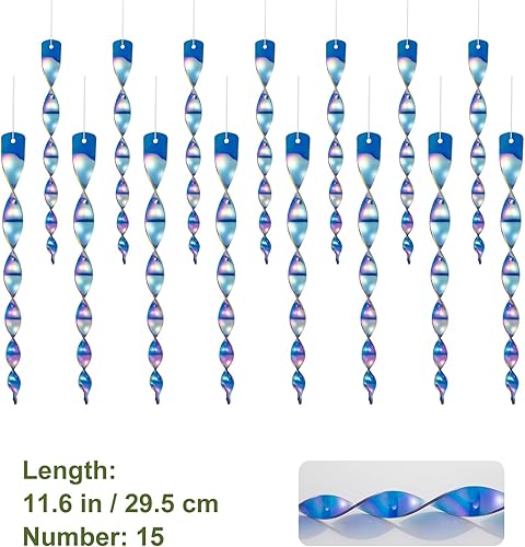 Miniatura 22 de OFFO Cañas espantadoras de pájaros, 11.5 pulgadas (15 piezas) dispositivo reflectante para pájaros al aire libre para mantener a palomas y pájaros