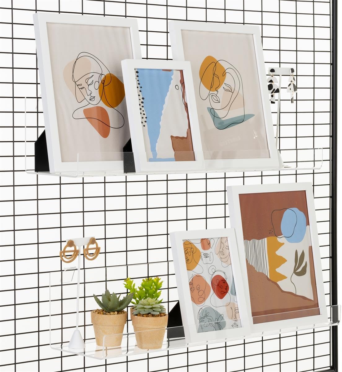 Displays2go 25.5" Acrylic Shelving for Gridwall, Set of 2 - Clear