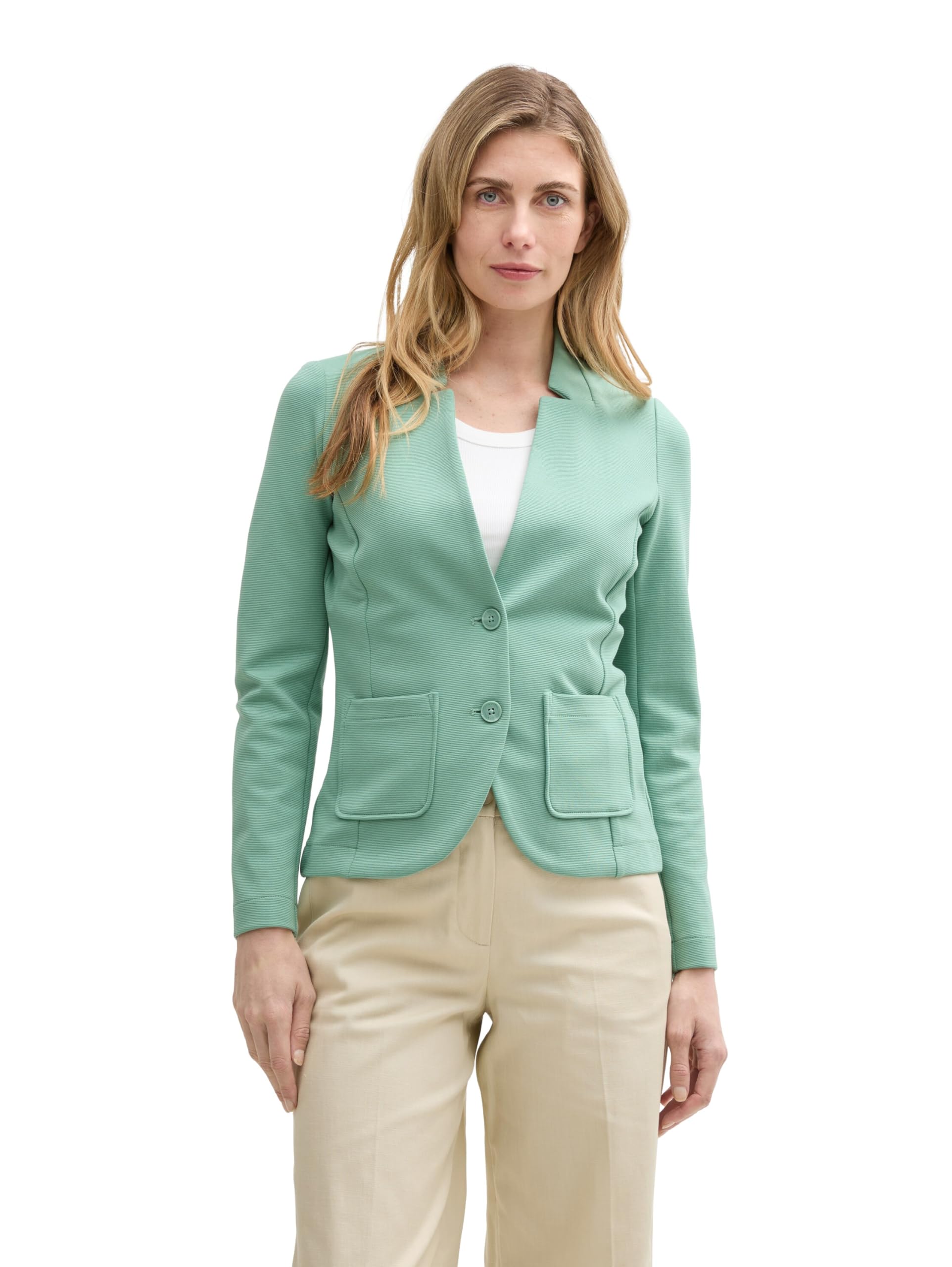 Tom Tailor Damen Basic Ottoman Blazer mit Taschen